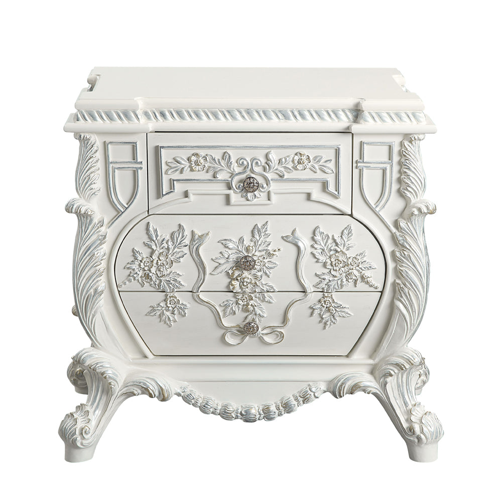 patli nightstand, antique white finish