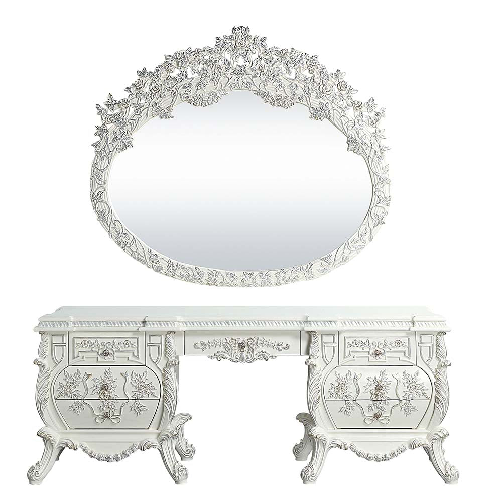 patli vanity desk, antique white finish