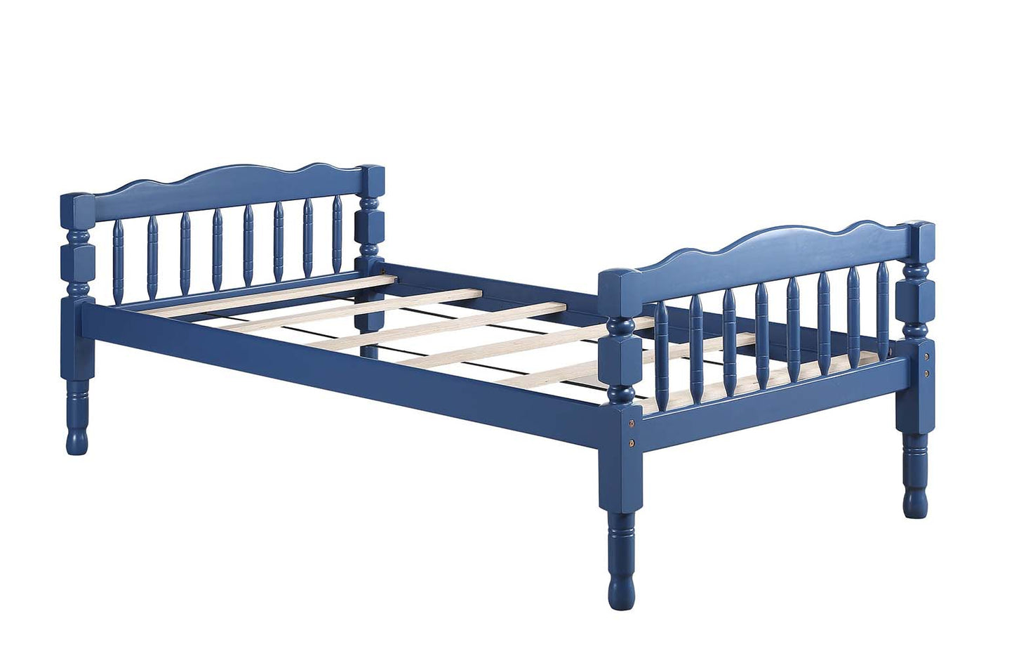 abiram twin/twin bunk bed, dark blue finish