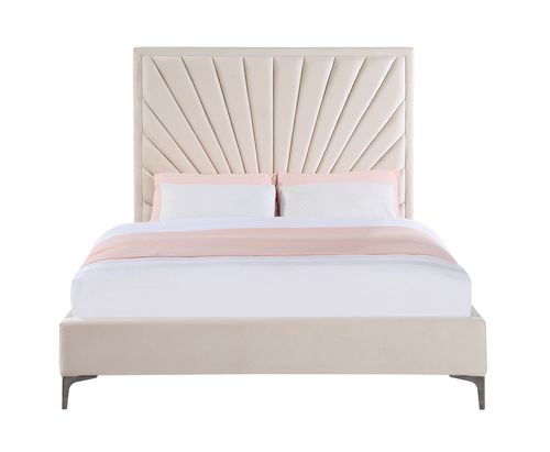 rebekah ek bed, beige velvet