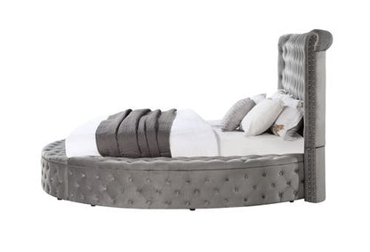 Reggie EK Bed W/Storage, Gray Velvet