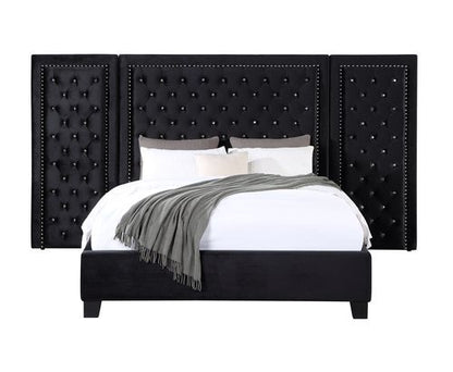 Rehan EK Bed, Black Velvet