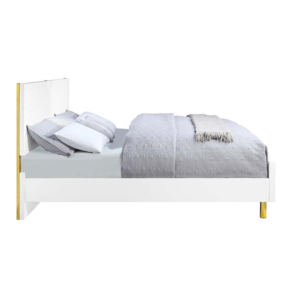 parfield queen bed, white high gloss finish