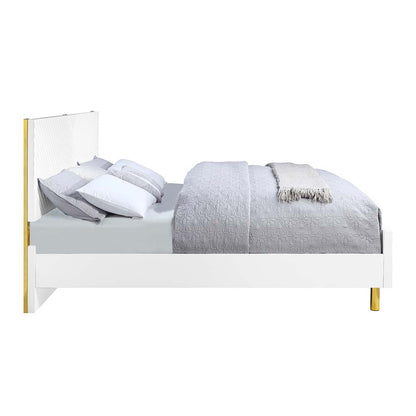 Parfield Queen Bed, White High Gloss Finish