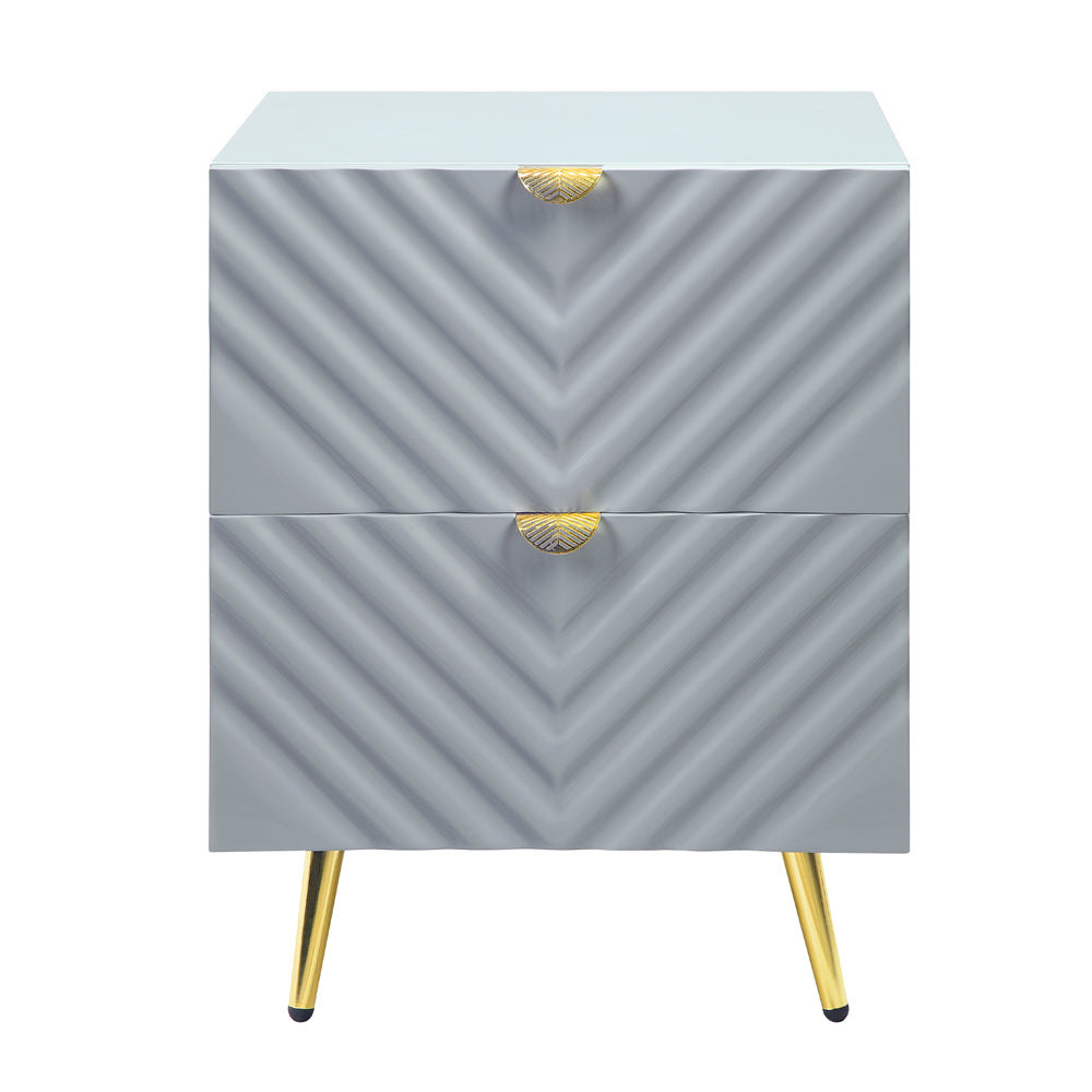 parfield nightstand, gray high gloss finish