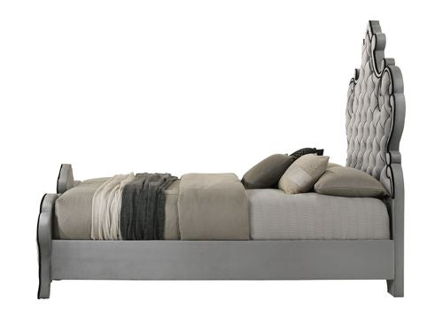 rekha ek bed, gray velvet