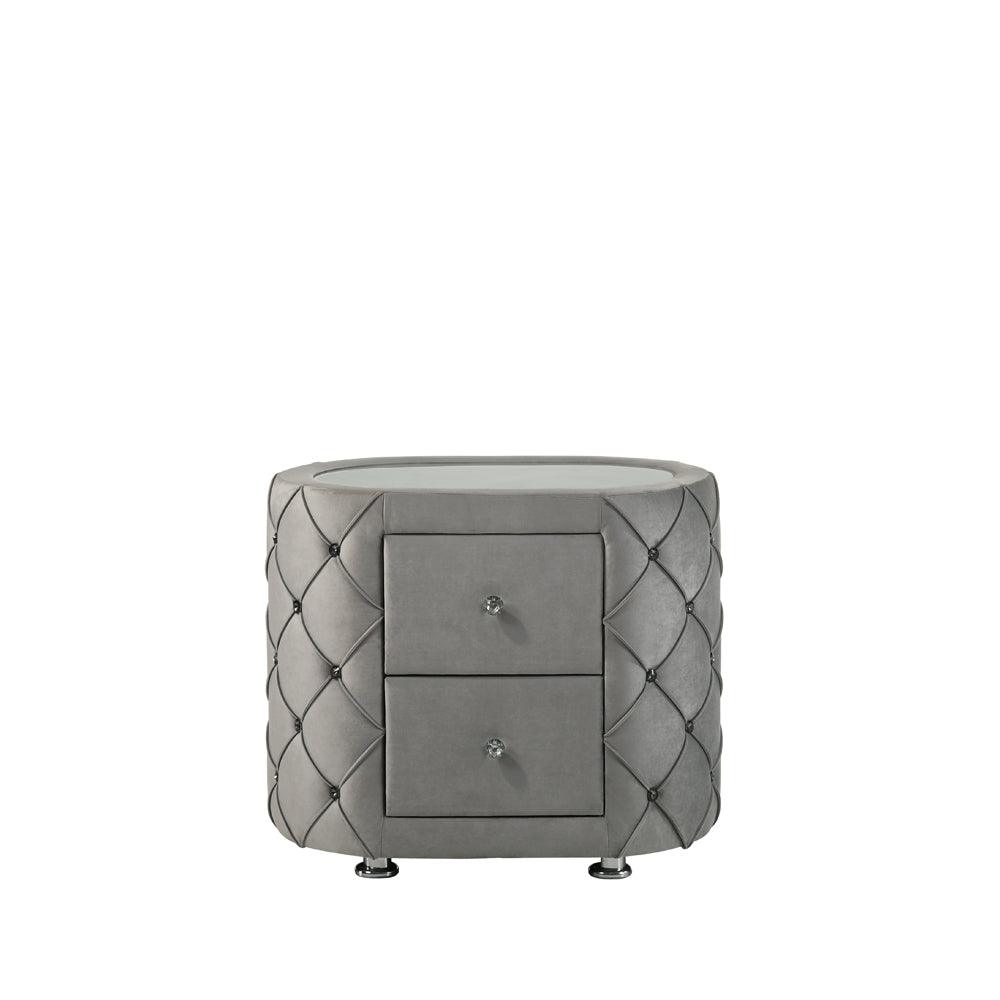 rekha nightstand, gray velvet