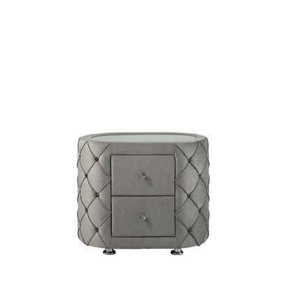 Rekha Nightstand, Gray Velvet