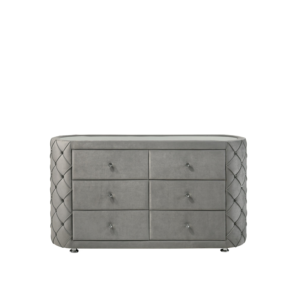 rekha dresser, gray velvet