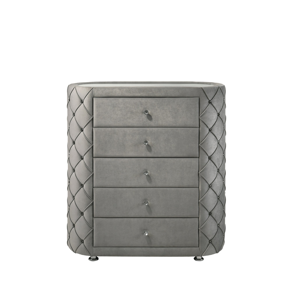 rekha chest, gray velvet