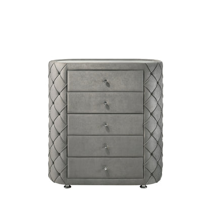 Rekha Chest, Gray Velvet