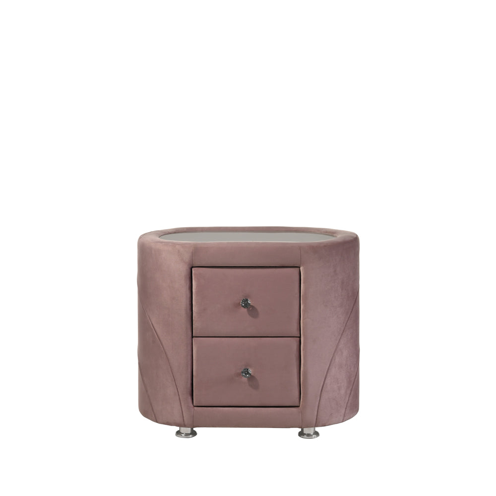 reon nightstand, pink velvet