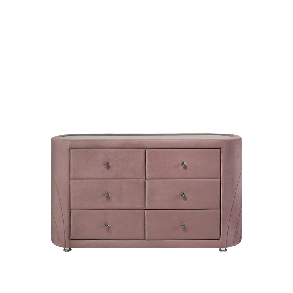 reon dresser, pink velvet