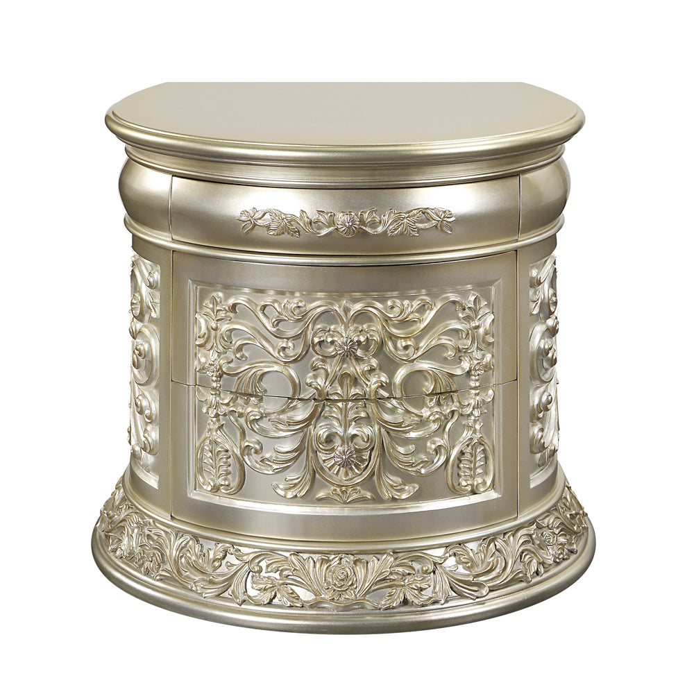 pavan nightstand, antique gold finish