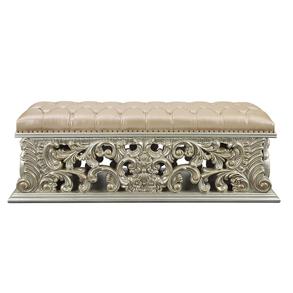 pavan bench, antique gold finish