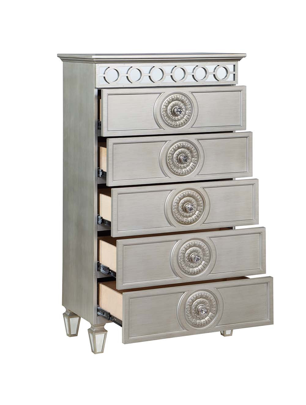 applewood chest, silver & mirrored finish