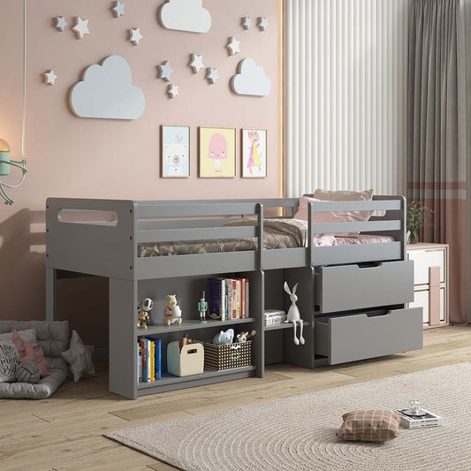 TWIN LOFT BED W/STORAGE