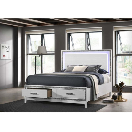 QUEEN BED W/LED & STORAGE