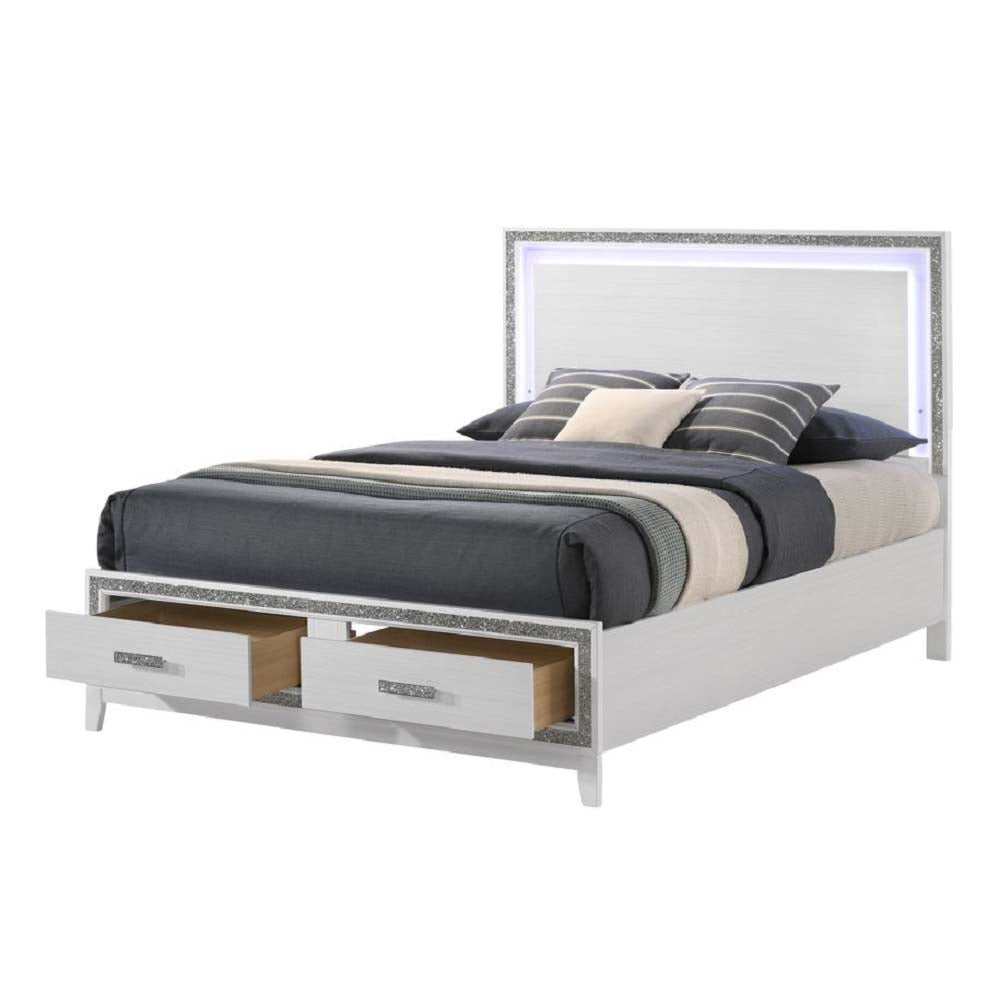 queen bed w/led & storage