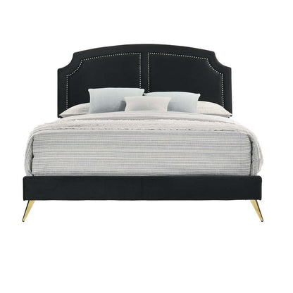 Renell Full Bed, Black Velvet