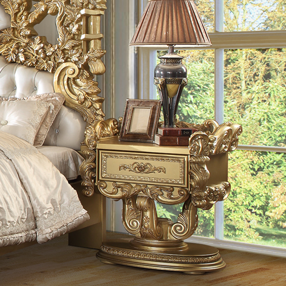 rocky nightstand, gold finish