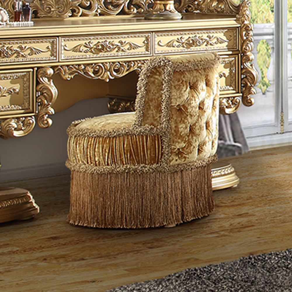 rocky vanity stool, gold finish