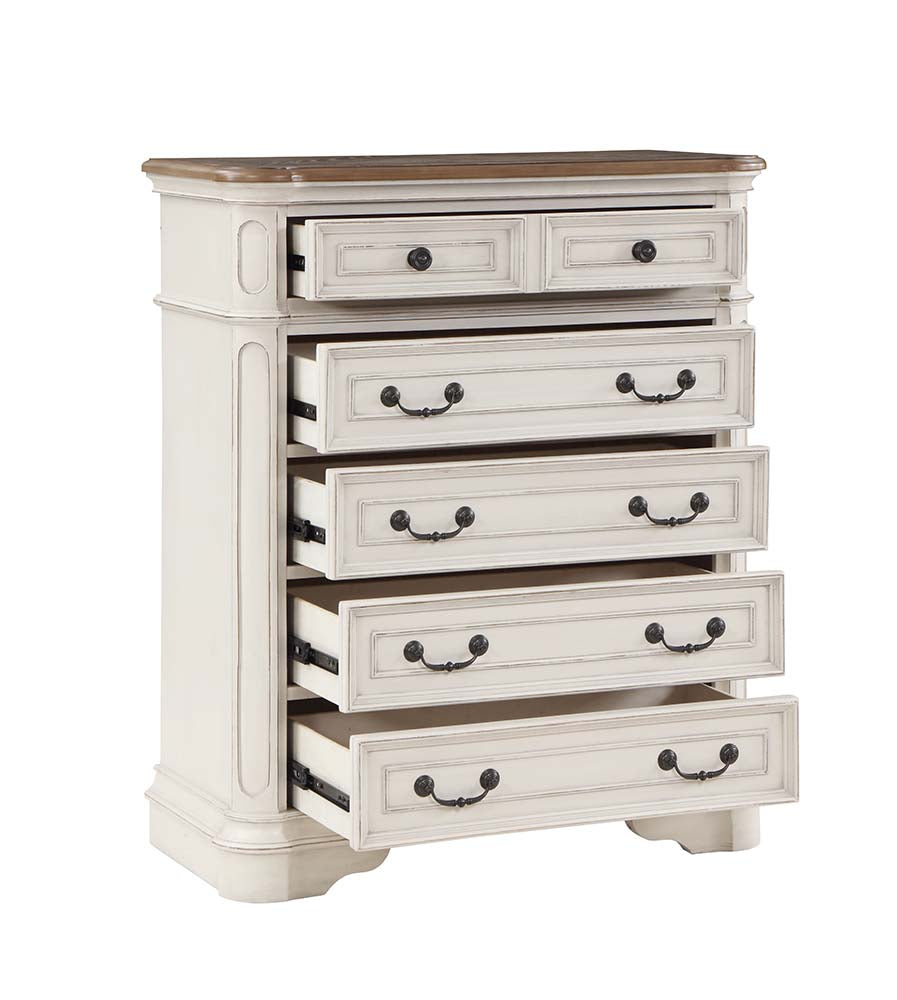 babs chest, antique white finish