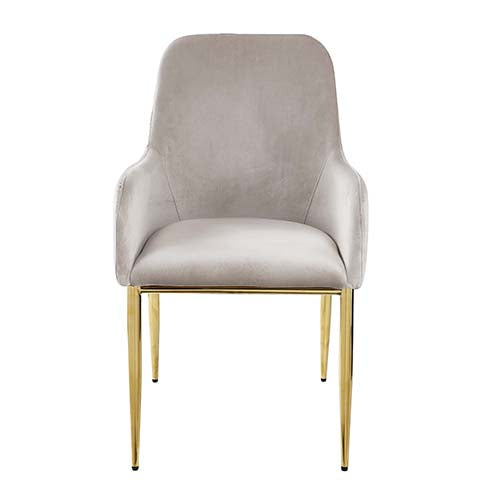 savilla side chair (set-2), gray velvet & mirrored gold finish