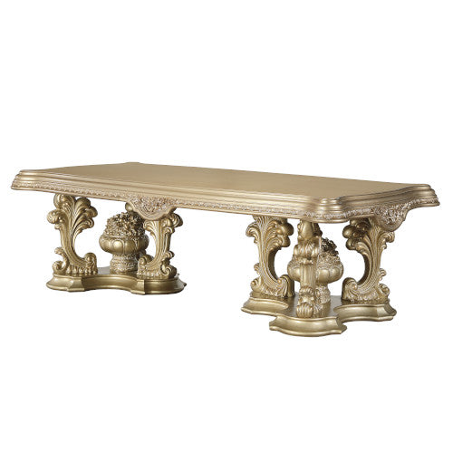 raine dining table w/pedestal base, gold finish