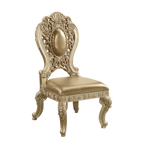 raine side chair (set-2), synthetic leather & gold finish