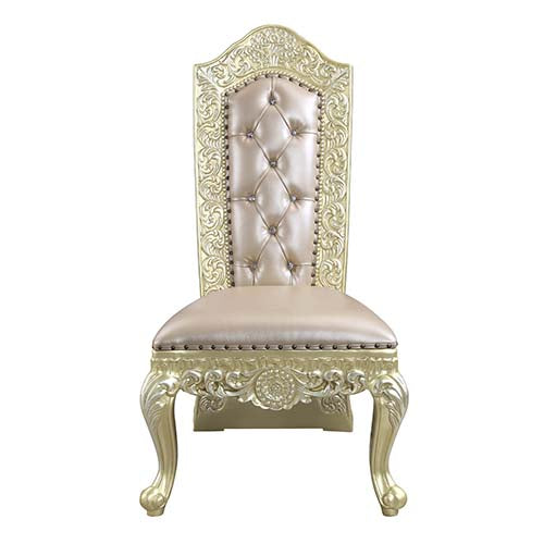 raini side chair (set-2), synthetic leather & champagne silver finish