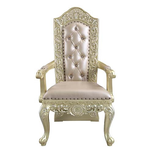 raini arm chair (set-2), synthetic leather & champagne silver finish