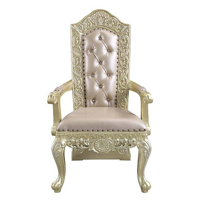 Raini Arm Chair (Set-2), Synthetic Leather & Champagne Silver Finish