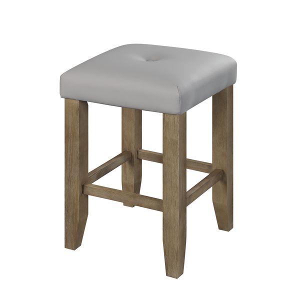 selah counter height stool (set-2), gray synthetic leather & oak finish