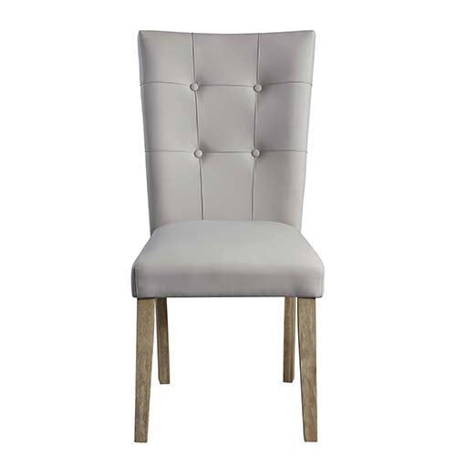 selah side chair (set-2), gray synthetic leather & oak finish