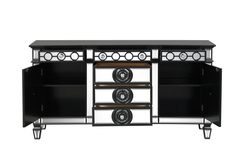 rania ii server, mirrored & black finish