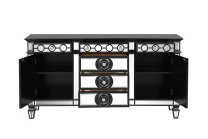 Rania II Server, Mirrored & Black Finish