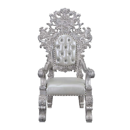 Rashawn Arm Chair (Set-2), Synthetic Leather & Antique Platinum Finish