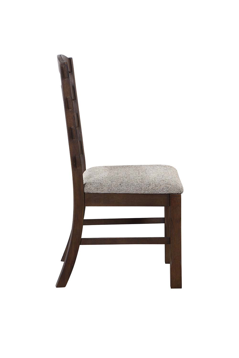 senon side chair (set-2), gray fabric, rustic brown & oak finish