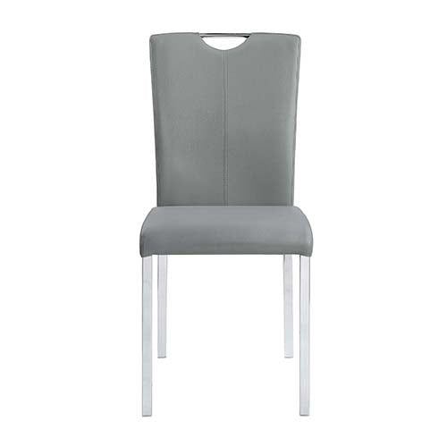 pacari side chair (set-2), gray synthetic leather & chrome finish