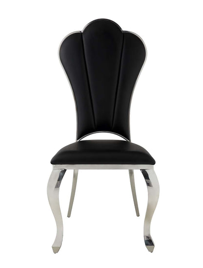 Fabrice Side Chair (Set-2), Black Synthetic Leather