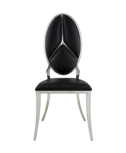 Fabrice Side Chair (Set-2), Black Synthetic Leather