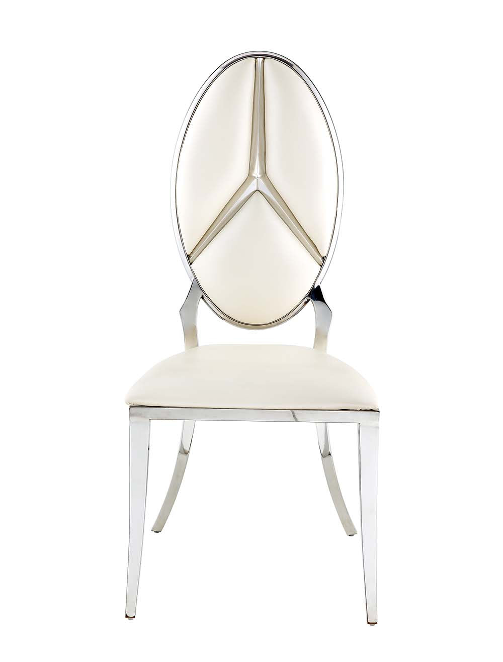 fabrice side chair (set-2), beige synthetic leather & antique white finish