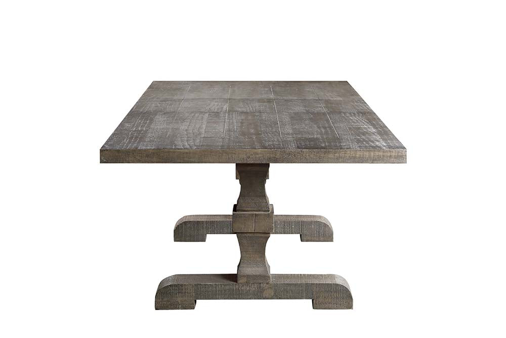 ezamia dining table w/leaf, salvage gray finish