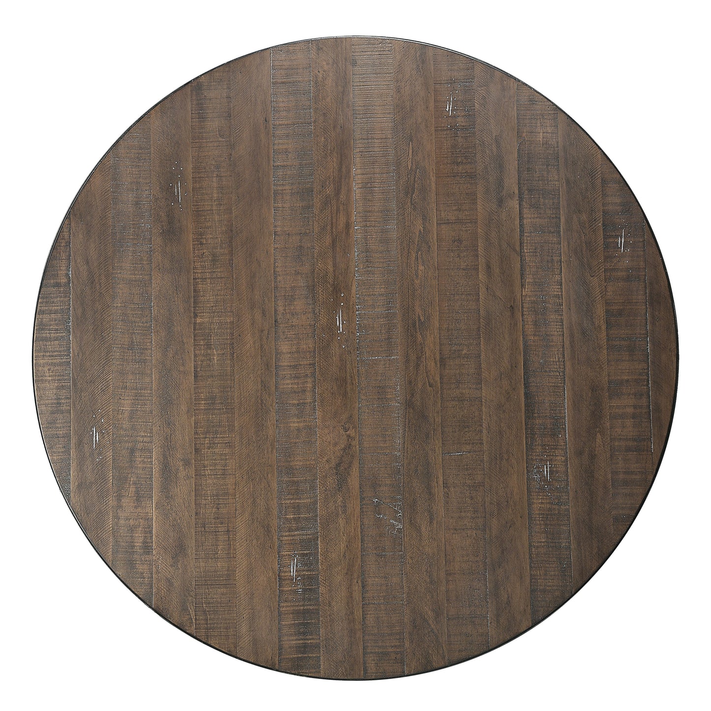 seville round dining table, weathered cherry finish