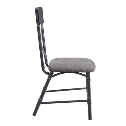 Shanish Side Chair (Set-2), Gray Fabric, Oak & Sandy Black Finish