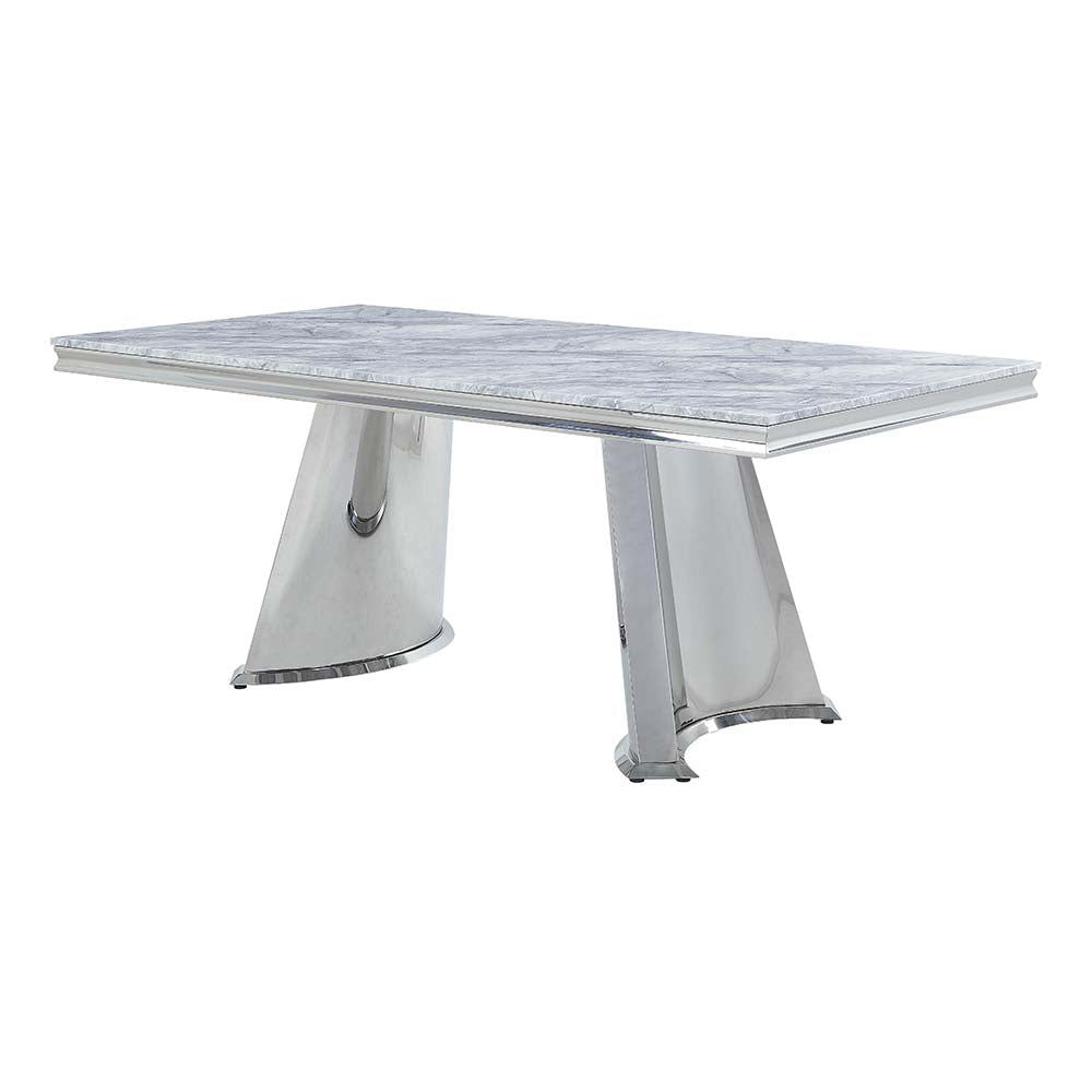 dining table w/engineering stone top & pedestal base