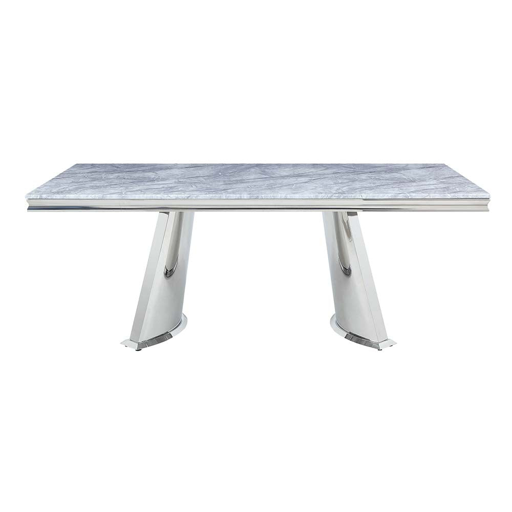 dining table w/engineering stone top & pedestal base