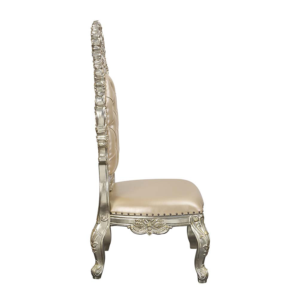 pavan side chair (set-2), synthetic leather & antique gold finish