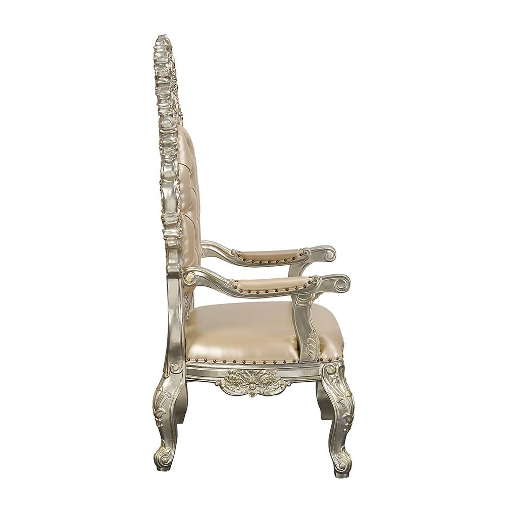 pavan arm chair (set-2), synthetic leather & antique gold finish